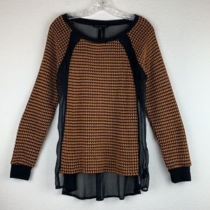 NWOT Sanctuary Knit Chiffon Combo Long‎ Sleeve Top